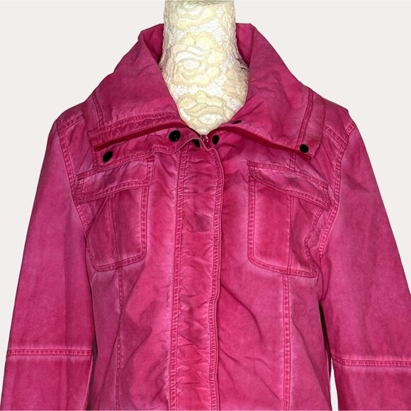 Noize Utility Nylon Jacket Coat Zip Front Pink S bv - Picture 2 of 8